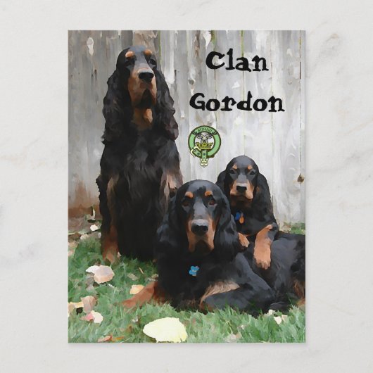Clan Gordon, Gordon Setter Gemälde Postkarte (Vorderseite)