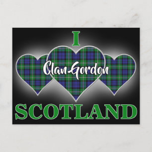 Clan Gordon I Liebe Schottland Tartan Herz Postkarte