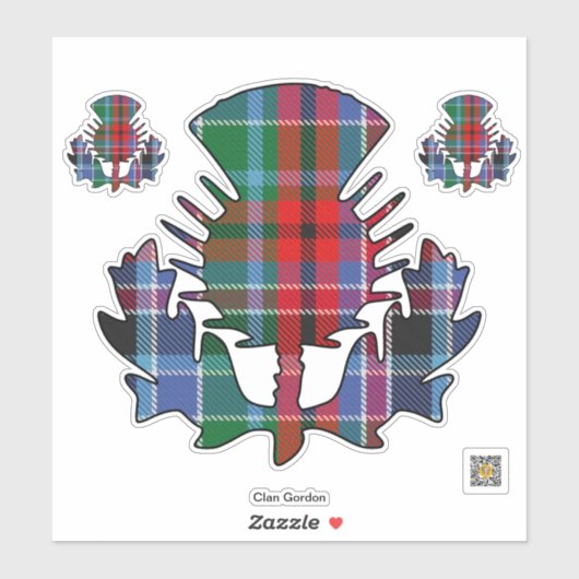 Clan Gordon Red Tartan Thistle Sticker (Blatt)