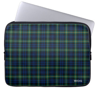 Clan Gordon Tartan Blue Kariert Mit Monogramm Laptopschutzhülle