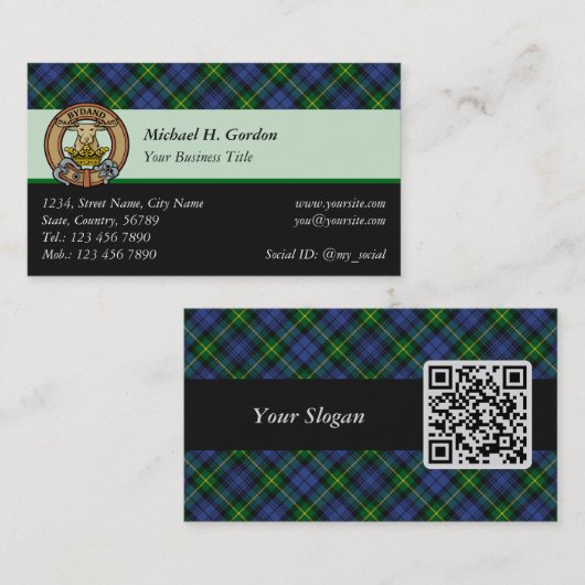 Clan Gordon Tartan Business Card Visitenkarte (Vorne/Hinten)