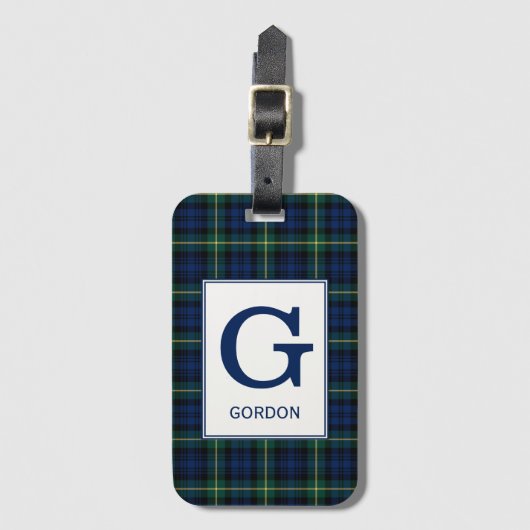 Clan Gordon Tartan Mit Monogramm Gepäckanhänger (Vorderseite Vertikal)