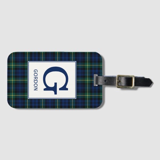 Clan Gordon Tartan Mit Monogramm Gepäckanhänger (Vorderseite (Horizontal))
