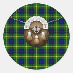 Clan-Gordon Tartan und Sporran Runder Aufkleber