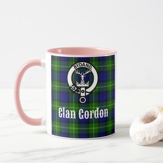 Clan Gordon Tartan Wappen Tasse (Mit Donut)