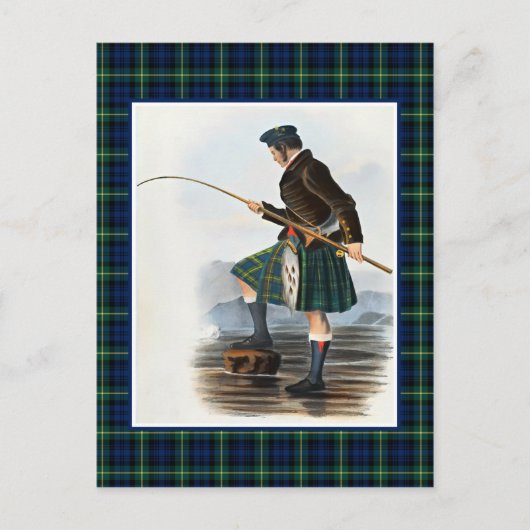 Clan Gordon Vintag Illustration Tartan Frame Postkarte (Vorderseite)