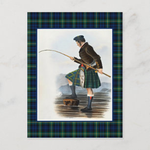 Clan Gordon Vintage-Illustration Tartan-Rahmen Postkarte