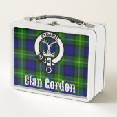 Clan Gordon Wappen Abzeichen & Tartan Metall Brotdose (Vorderseite)