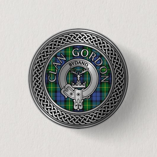 Clan Gordon Wappen & Tartan Knot Button (Vorderseite)