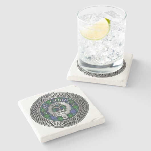 Clan Gordon Wappen & Tartan Knot Stone Untersetzer (Seitenansicht)