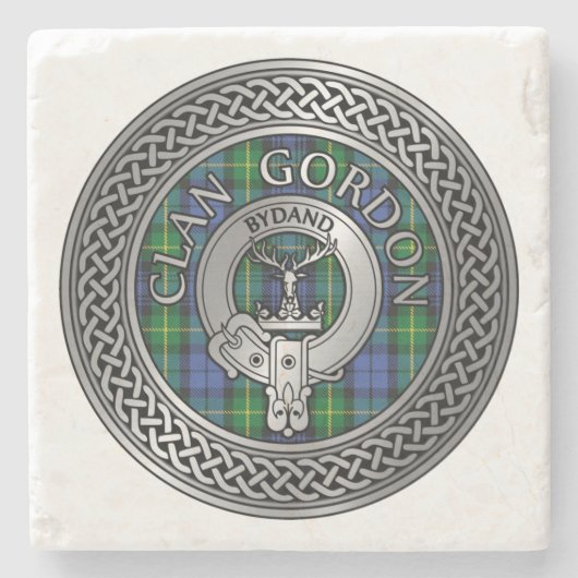 Clan Gordon Wappen & Tartan Knot Stone Untersetzer (Vorderseite)
