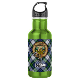 Clan Gordon-Wappen über Dress Tartan Edelstahlflasche