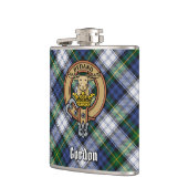 Clan Gordon Wappen über Dress Tartan Flachmann (Links)