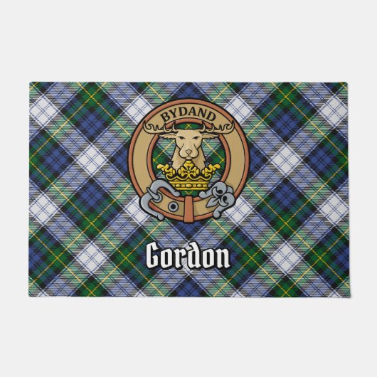 Clan Gordon Wappen über Dress Tartan Fußmatte (Vorderseite)