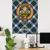 Clan Gordon Wappen über Dress Tartan Poster (Heimbüro)