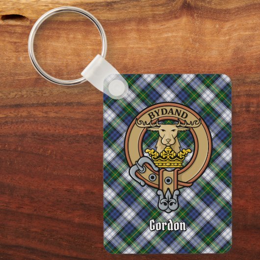 Clan Gordon Wappen über Dress Tartan Schlüsselanhä Schlüsselanhänger (Vorderseite)