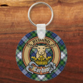 Clan Gordon Wappen über Dress Tartan Schlüsselanhänger (Vorderseite)