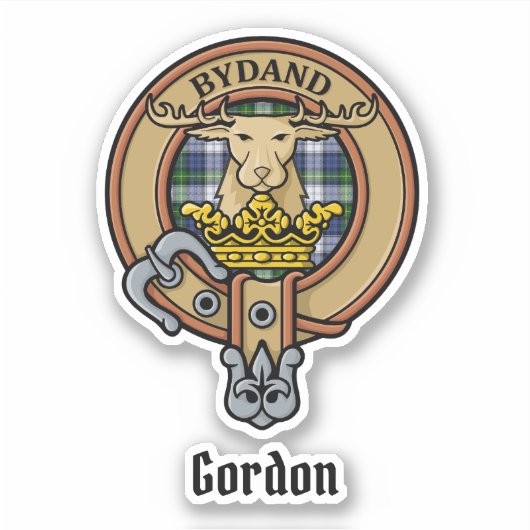 Clan Gordon Wappen über Dress Tartan Sticker (Vorderseite)
