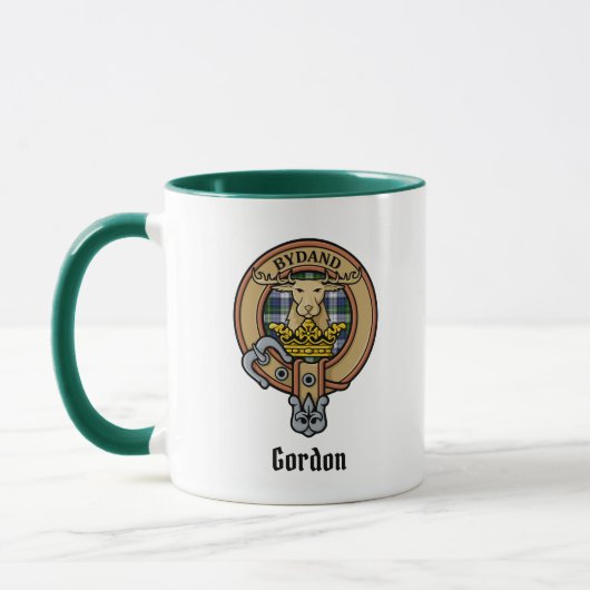 Clan Gordon Wappen über Dress Tartan Tasse (Links)