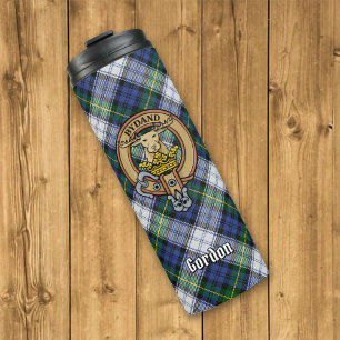 Clan Gordon Wappen über Dress Tartan Thermosbecher