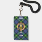 Clan Gordon Wappen über Tartan Ausweis (Vorderseite mit Schlüsselband)