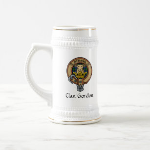 Clan Gordon Wappen über Tartan Beer Stein Bierglas