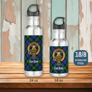 Clan Gordon Wappen über Tartan Edelstahlflasche