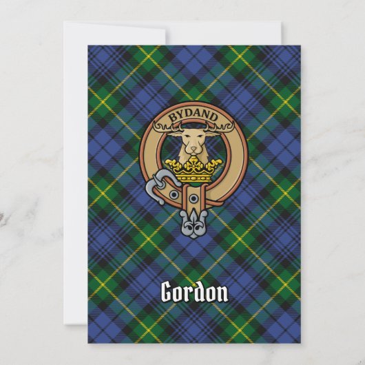 Clan Gordon Wappen über Tartan Einladung (Rückseite)