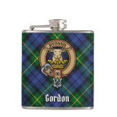 Clan Gordon Wappen über Tartan Flachmann (Vorderseite)