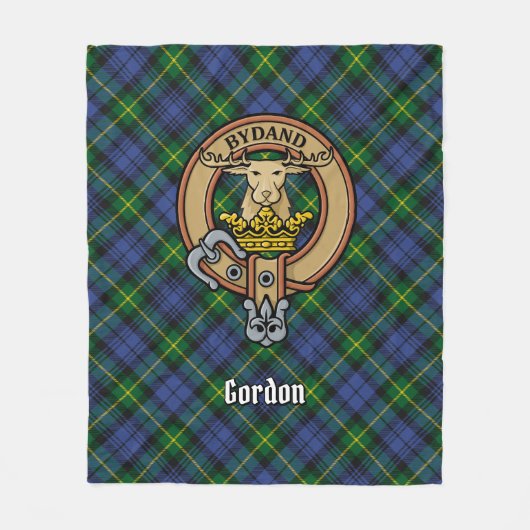 Clan Gordon Wappen über Tartan Fleecedecke (Vorderseite)