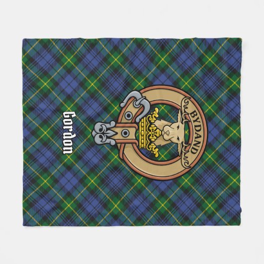 Clan Gordon Wappen über Tartan Fleecedecke (Vorderseite (Horizontal))