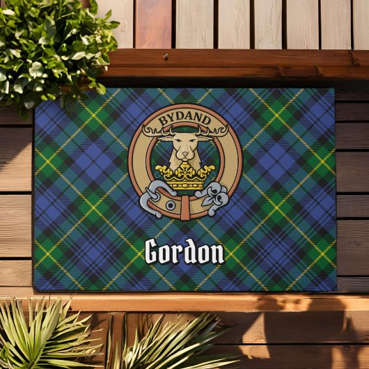 Clan Gordon Wappen über Tartan Fußmatte