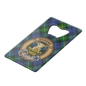 Clan Gordon Wappen über Tartan Geldbeutel Flaschenöffner (Vorderseite Schrägansicht)