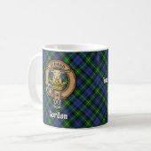 Clan Gordon Wappen über Tartan Kaffeetasse (Vorderseite Links)