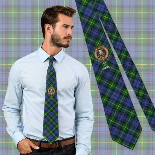 Clan Gordon Wappen über Tartan Krawatte