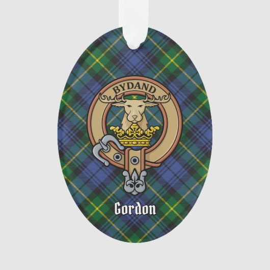 Clan Gordon Wappen über Tartan Ornament (Vorderseite)