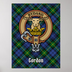 Clan Gordon Wappen über Tartan Poster