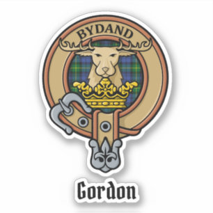 Clan Gordon Wappen über Tartan Sticker