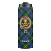 Clan Gordon Wappen über Tartan Thermosbecher (Vorderseite)