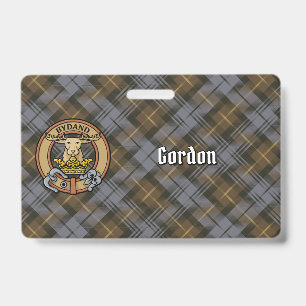 Clan Gordon-Wappen über verwittertem Tartan Ausweis