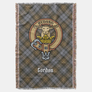Clan Gordon-Wappen über verwittertem Tartan Decke