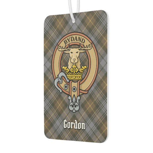 Clan Gordon Wappen über Wetterfest Tartan Autolufterfrischer (Links)