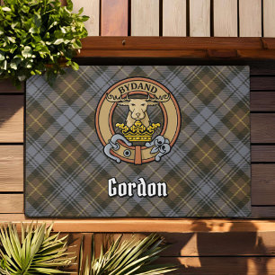 Clan Gordon Wappen über Wetterfest Tartan Fußmatte