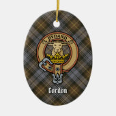 Clan Gordon Wappen über Wetterfest Tartan Keramik Ornament (Vorne)