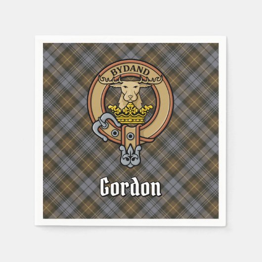 Clan Gordon Wappen über Wetterfest Tartan Serviette (Vorderseite)
