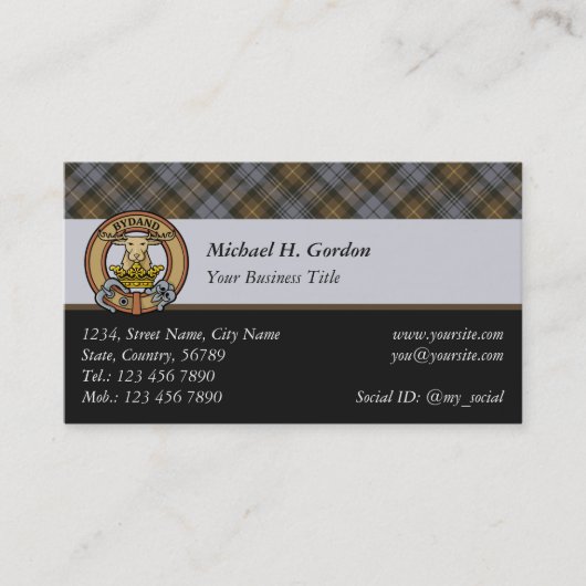 Clan Gordon Weathered Tartan Business Card Visitenkarte (Vorderseite)