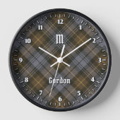 Clan Gordon Weathered Tartan Large Clock Uhr (Vorderseite)