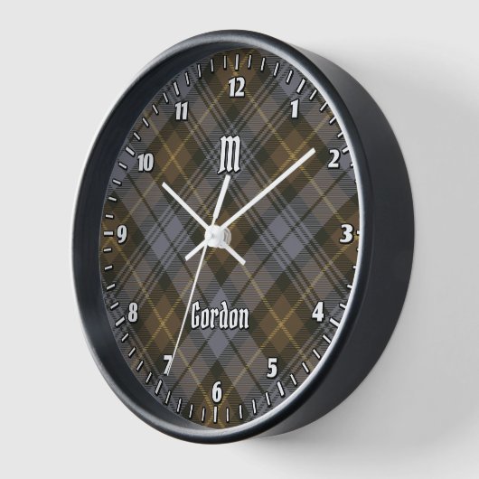 Clan Gordon Weathered Tartan Large Clock Uhr (Winkel)