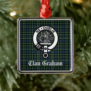 Clan Graham Montrose Tartan & Wappen Personalisier Ornament Aus Metall