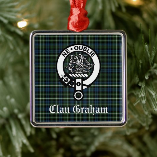 Clan Graham Montrose Tartan & Wappen Personalisier Ornament Aus Metall (Baum)